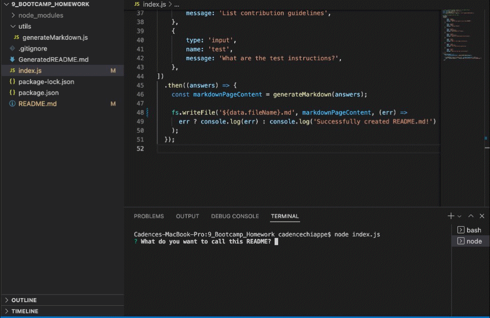 Walkthrough Video of Command line being used and new markdown file being created.