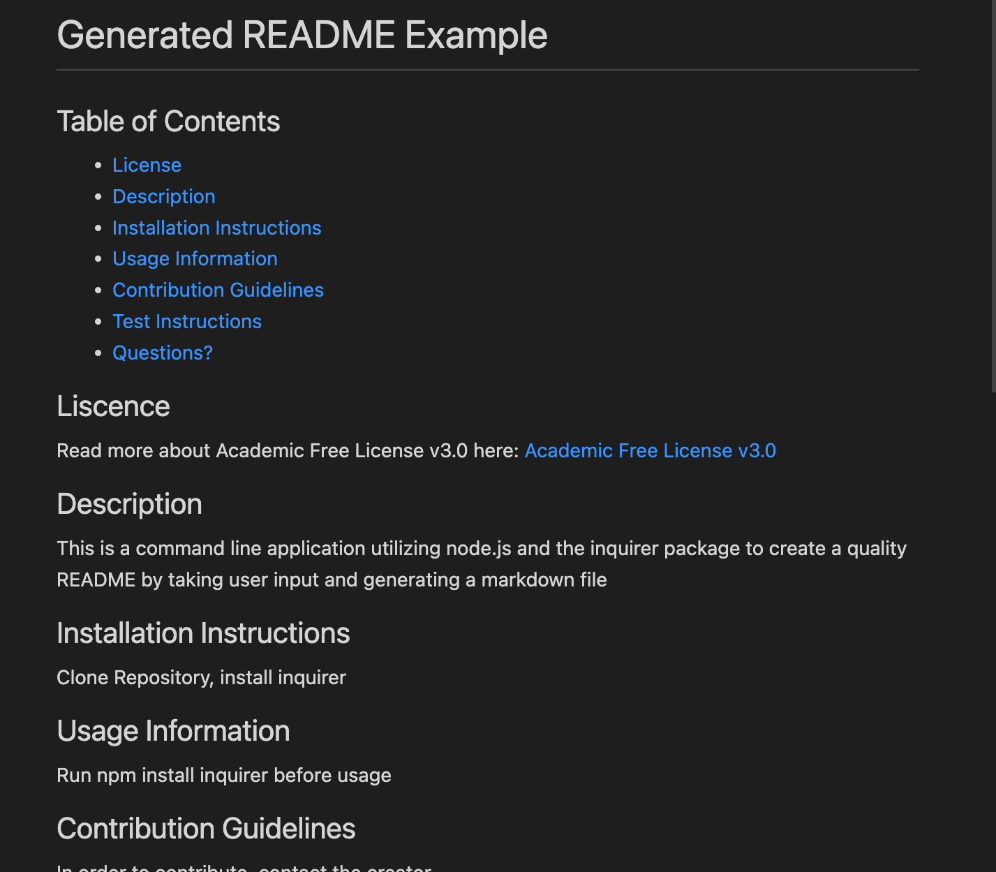 09 Node.js Challenge: Professional README Generator | 9_Bootcamp_Homework